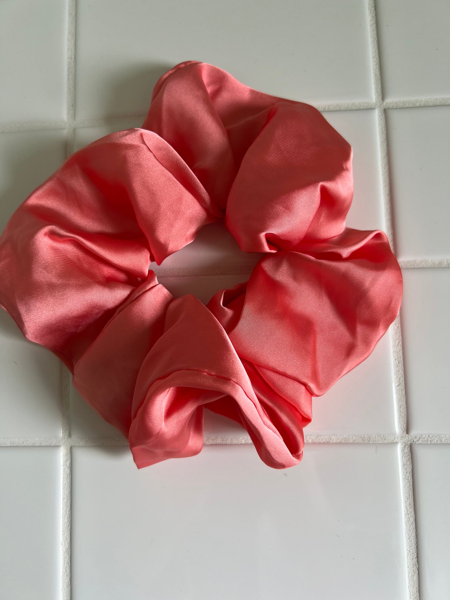 Chouchou de satin pour cheveux XXL - Saumon